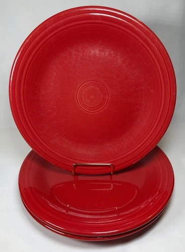 Lot Of 3 Fiesta Fiestaware Homer Laughlin Scarlet Red 10.5” Dinner Plates