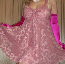 Vtg Victoria's Secret Pink Burnout Semi Sheer Satin Sweep Nightgown M