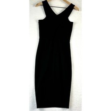 NWOT Mason Bodycon Criss Cross Cutout Dress Size Small in Black Keyhole Front