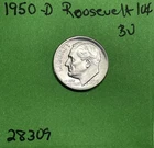 1950 D Roosevelt Dime 10c BU Brilliant Uncirculated 90% Silver US Coin