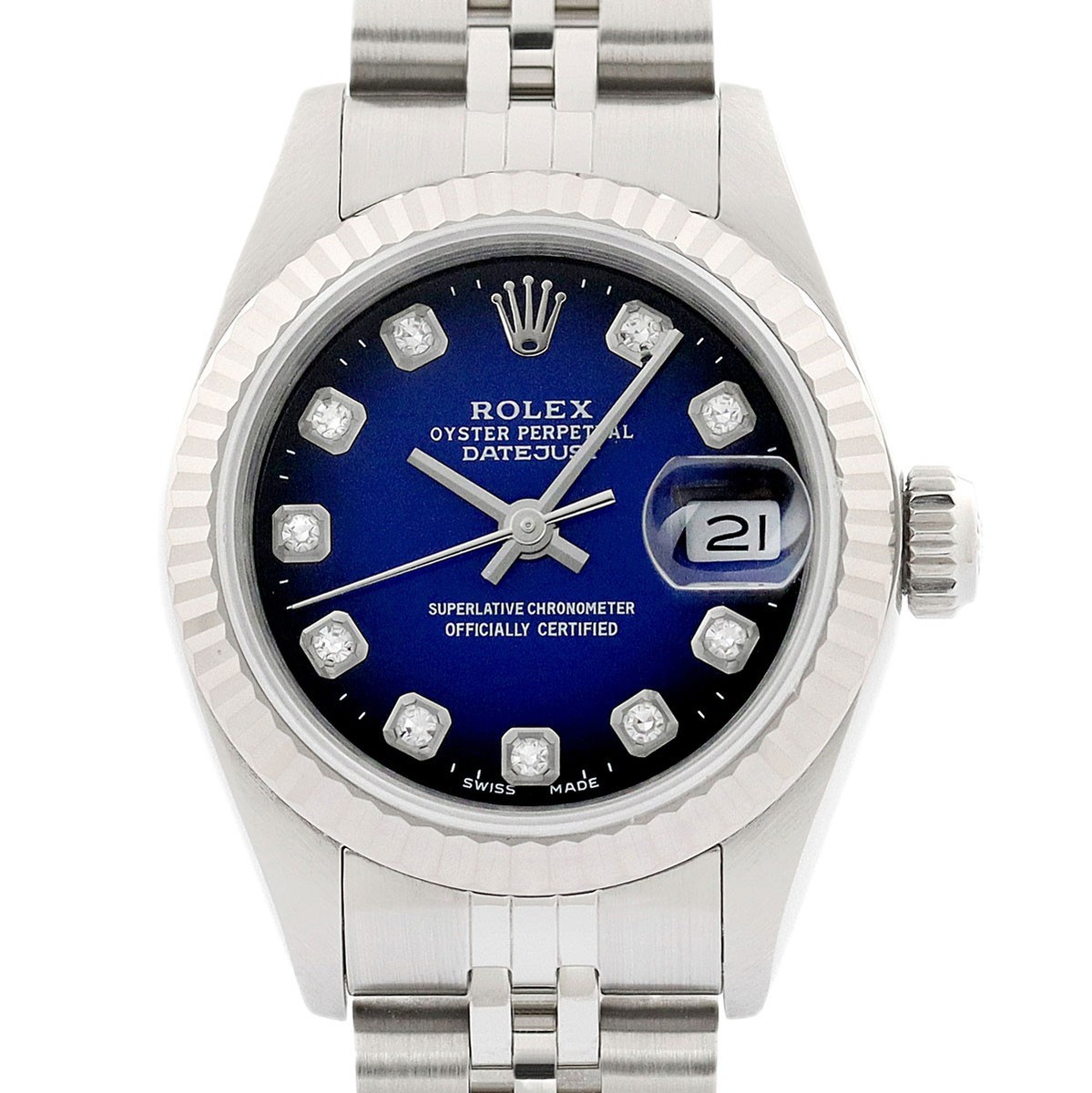 Rolex Datejust Blue Vignette Diamond 18K White Gold & SS Jubilee