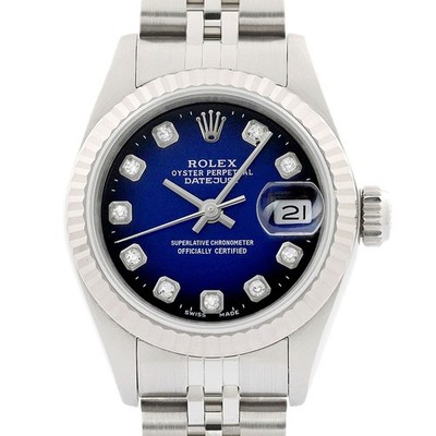 Rolex Datejust 69174 Blau Vignette Diamant 18K Gold & Stahl Armbanduhr W / Band
