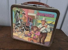1965 Aladdin Bonanza Metal Lunchbox  Thermos - Vintage, Great SEE PICS