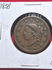 Lot of 2 V/F US Large Cents. 1838, 1852. Full Liberty. Free Ship.  #pb4