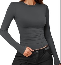 womens crew neck basic long sleeve t-shirt
