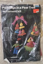 RARE 1979 LeeWards Felt Ornament Kit Partridge in a Pear Tree 00-30605 Makes 4