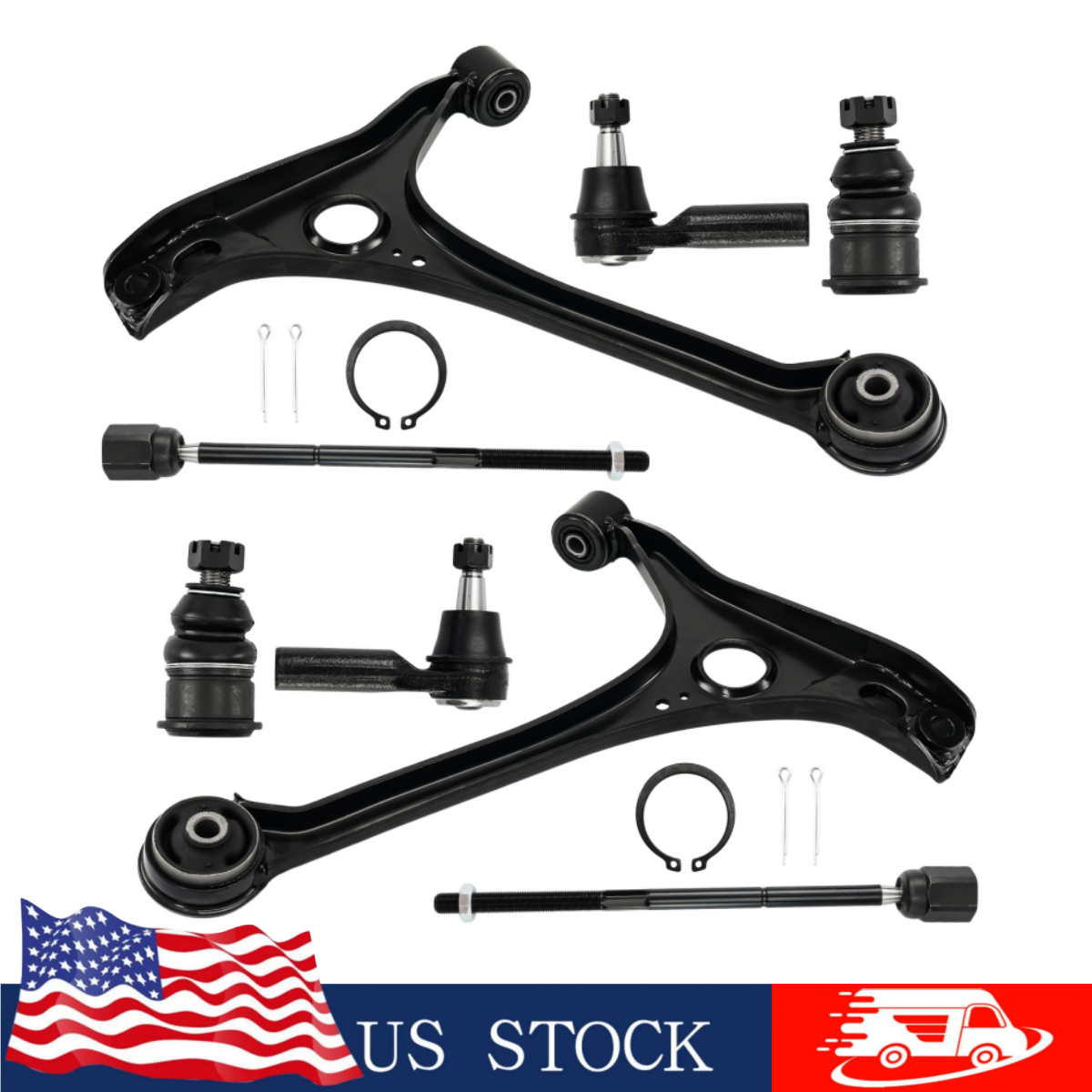 8Pc For 98-07 Ford Taurus Front Lower Control Arm Tie Rod Replacement Ball Joint