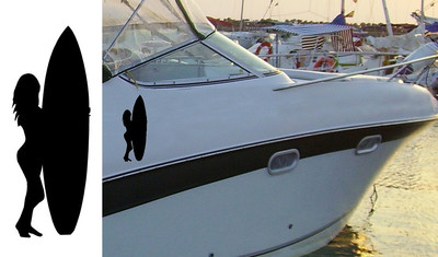 Damen Surfing, Hochwertiger Vinyl Aufkleber