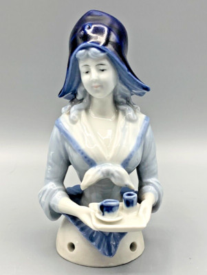 HALF DOLL CHOCOLATE LADY TRAY PORCELAIN GERMAN GALLUBA DELFT BELLE CHOCOLATIERE
