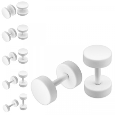 1 Paar Fake Plugs Piercing weiß 5, 6, 8, 10, 12 mm Ohrstecker Ohrschmuck white
