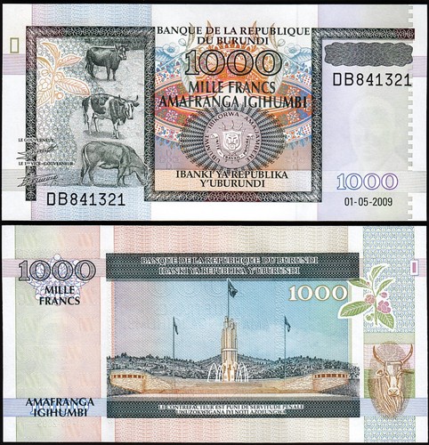 Burundi 1000 Francs 2009, UNC, ½ BUNDLE, Pack of 50 PCS, Consecutive, P-46 - Picture 3 of 5
