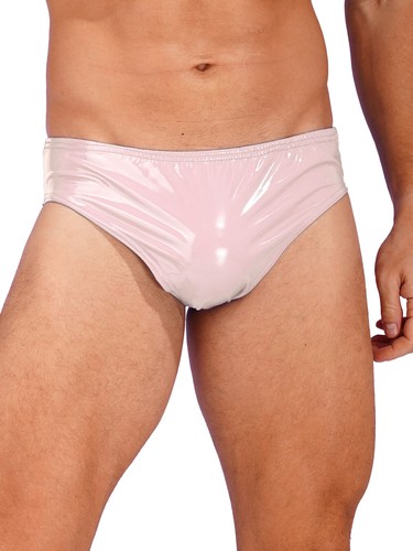 Bikini uomo lucido metallizzato pelle verniciata slip rigonfiamento marsupio mutandine intimo - Foto 43 di 100