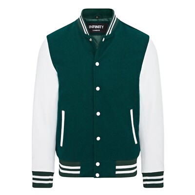 Grüne Letterman Baseball Wolljacke Lederärmel College Varsity Bomber