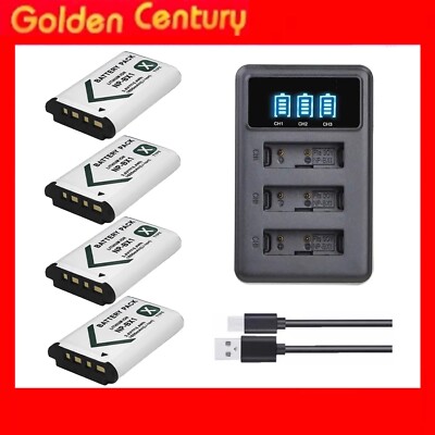 NP-BX1 Battery 2 Pack and 3-Channel USB Battery Charger Set for Sony NP-BX1 /M8 Cyber-Shot ZV-1 ZV-1 II HX90V HX95 HX99 DSC-HX80 RX1 RX1R II RX100 (II/III/IV/V/VA/VI/VII) HDR-AS50 FDR-X3000 in Dubai