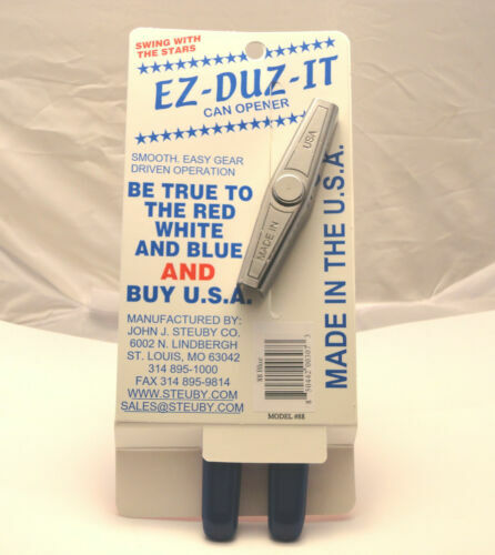 EZ-DUZ-IT Can Opener Blue Handle. American Made 