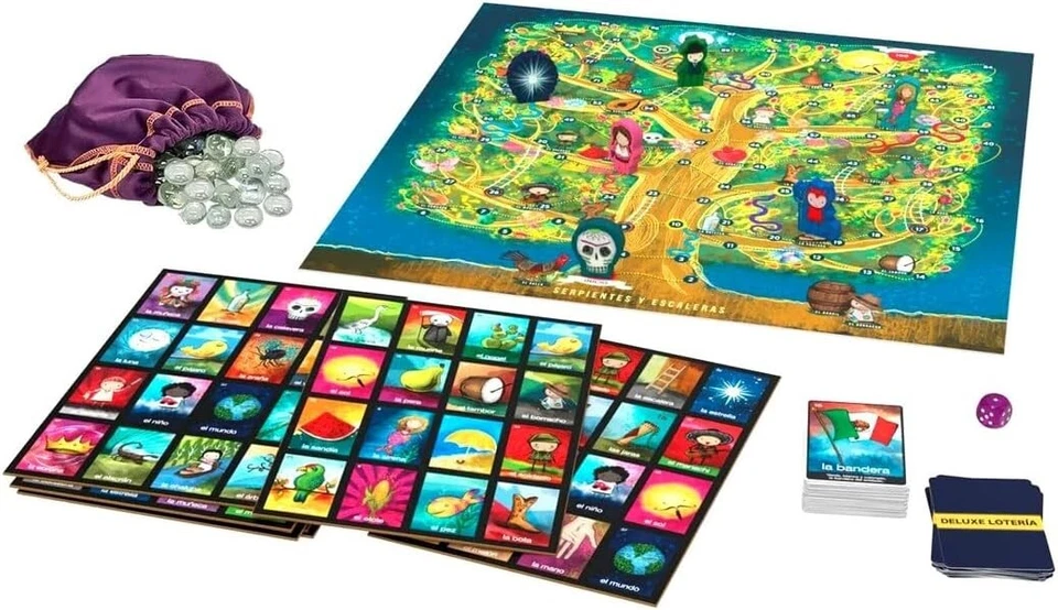Deluxe Loteria & Serpientes Y Escaleras Traditional Mexican Board Full Game Set. - Image 2 of 4