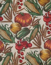 Cranston Home Fashions Fabric AUTUMN FALL HARVEST 45x33" Corn Pumpkins