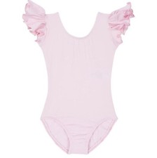 Leotard Boutique Short Flutter Sleeve Pink Leotard, 4-5T Bodysuit Snap, USA-made