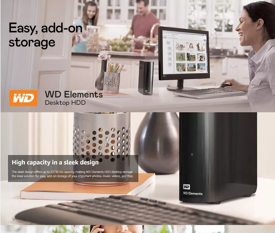 WD 18TB Elements Desktop External Hard Drive - USB 3.2 Western Digital HDD - Image 2 of 4