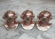 Set of 3 PCs Brass Vintage Mark V US Navy Scuba Deep Mini Diving Divers Helmet