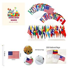 200 Countries International Flags of the World Small Mini Hand Held Flags on ...