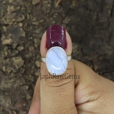 Natural Blue Lace Agate 925 Sterling Silver Bohemian Ring Gift For Her Jewelry