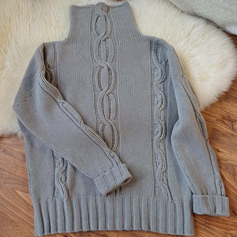 Lorena Antoniazzi Premium Loose Gray Warm Sweater Luxury Knitwear Size 46