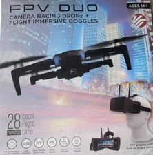 Vivitar FPV Duo Racing Drone with Goggles and GPS, Black