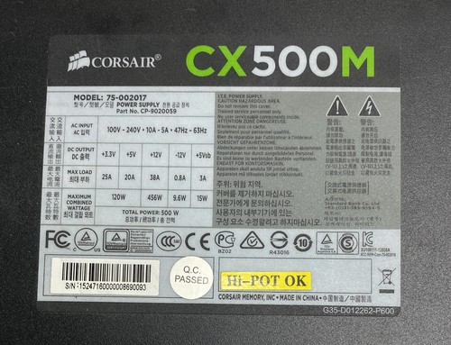 Corsair CX500M 500W Part Modular ATX Power Supply Unit (PSU) - Fast Dispatch - 第 5/6 張圖片