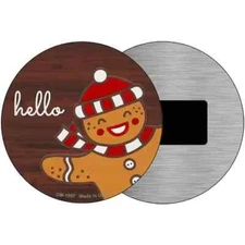 Gingerbread Man Says Hello 3.5" Magnet Plaque Fridge Refrigerator Kitchen Home