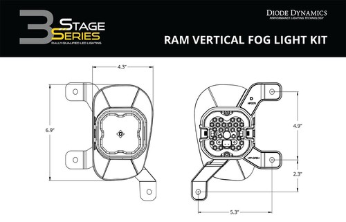 SS3 LED Fog Light for 2013-2018 Ram 1500 Max White w/Amber Backlight - Picture 15 of 20