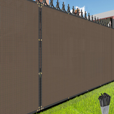 4ft Brown Privacy Fence Screen Mesh HDPE Netting Fabric w/ Grommets for Backyard
