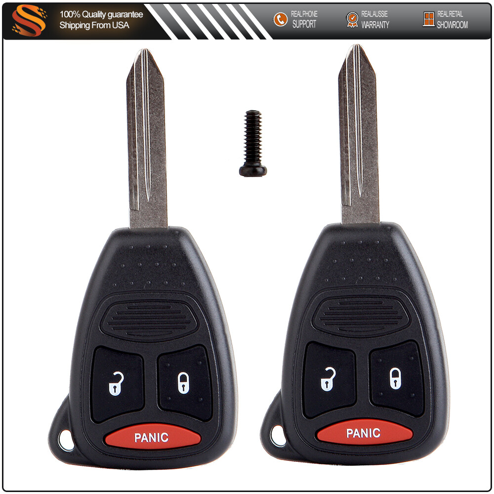 2x Uncut Replacement KOBDT04A Car Key Keyless Entry Remote Fob Combo For Dodge