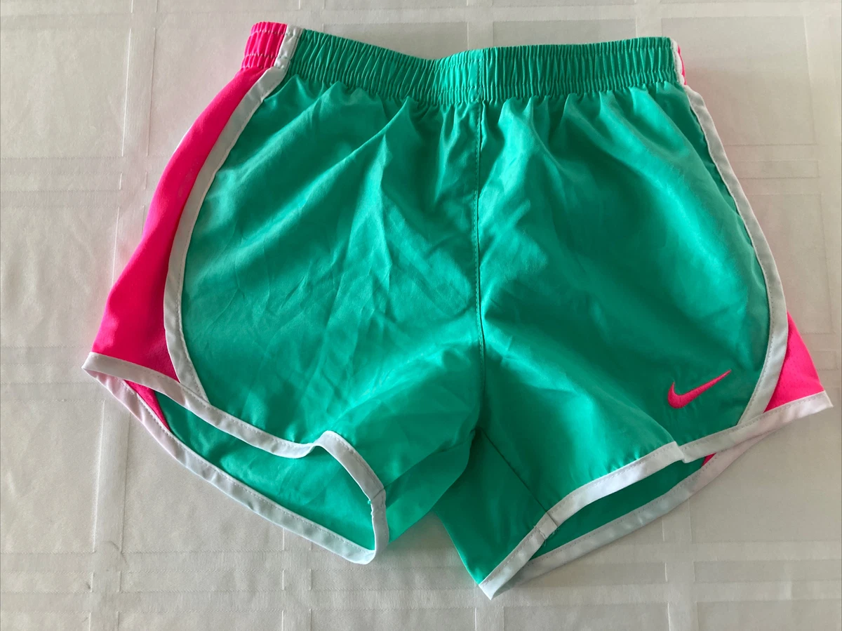 Nike Dri-Fit Kids Girls Medium 5-6 Yrs Lined Athletic Shorts Green