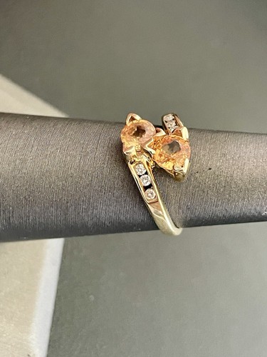 10KY 1.18 Yellow Sapphire 10PTW Diamond Ring Si2/H Size 4.75 (M10) - Picture 2 of 7
