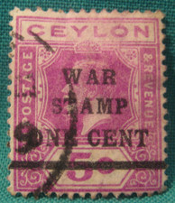 1918 Ceylon-5c King George V with 