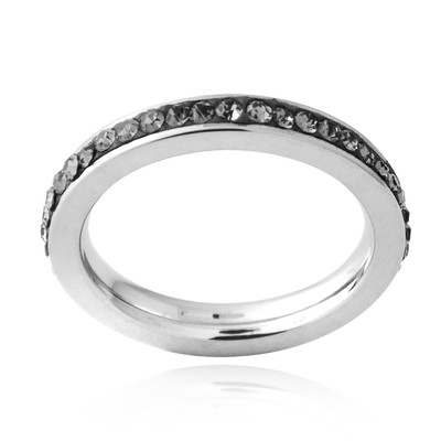 Stainless Steel Gray Crystal Wedding Band S7