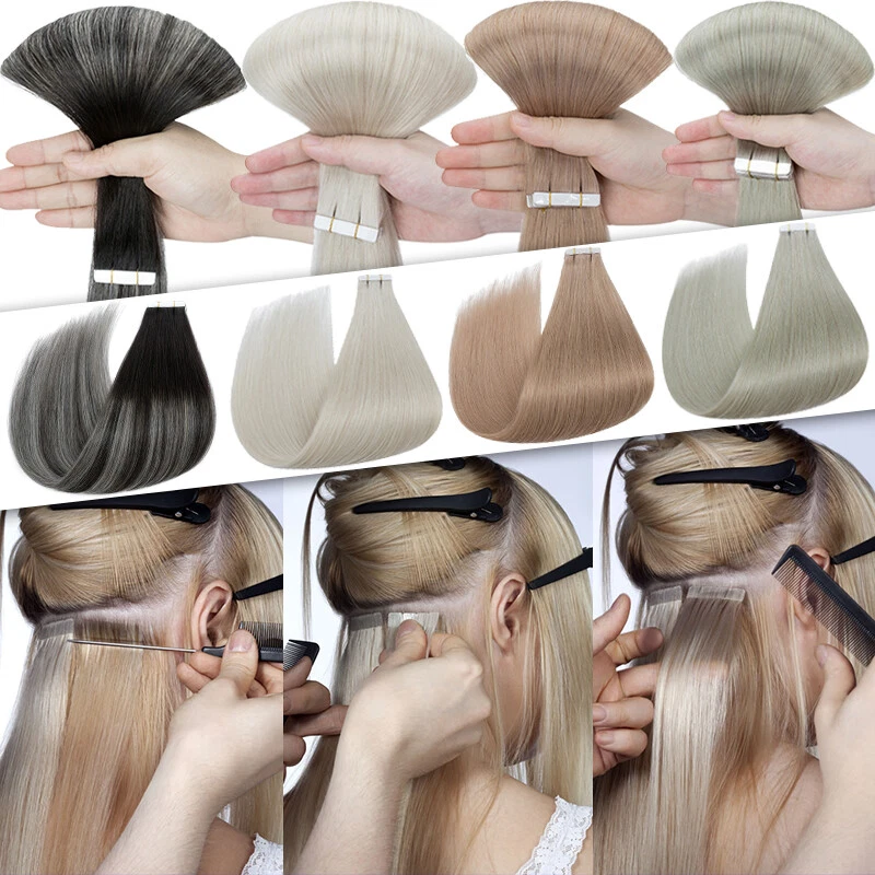 THICK 150G Traceless Tape in Skin Weft Real Remy Human Hair Extensions Full Head - Image 3 of 4