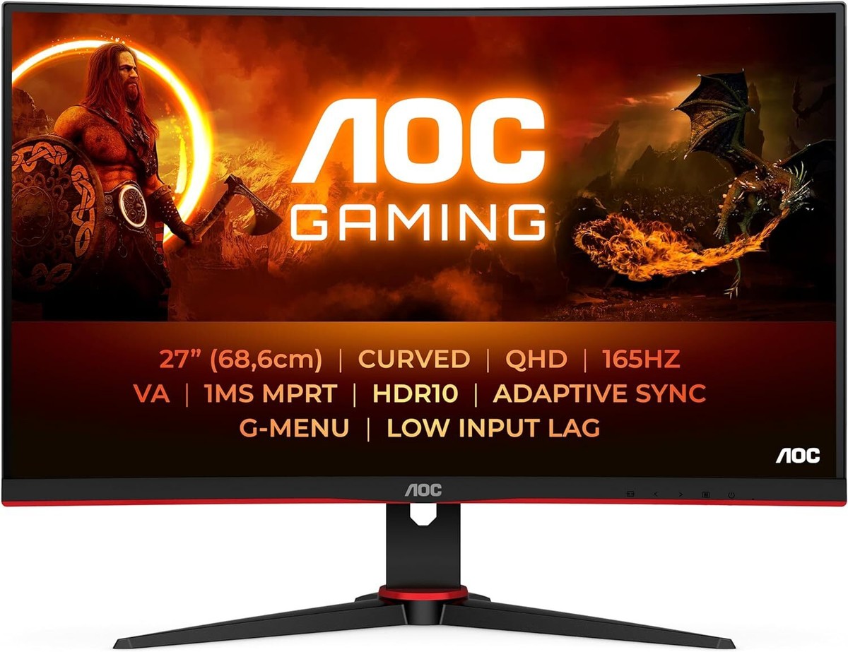 AOC Gaming CQ27G2SE 27 Inch QHD Monitor, 165Hz, VA, 1ms