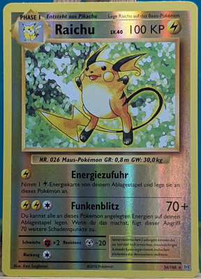 POKEMON - Evolution - Raichu - 36/108 - REVERSE HOLO - deutsch