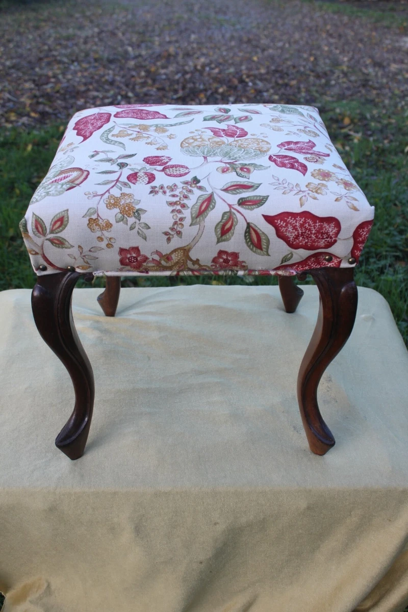 Antique Victorian re upholstered stool Antique dressing stool Antique footstool