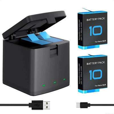 Chargeur 3 Slots Chargeur 3 Batteries GoPro Hero 13 Palogreen - Écran LCD, Fente Carte TF, Portable Batterie Gopro Hero 9