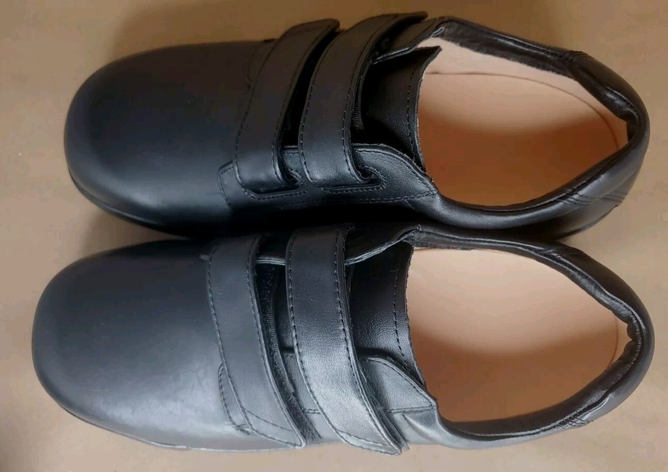 Apex Men's Shoes Black Leather Size 9.5 Wide Therapeutic Diabetic