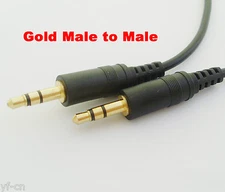 1pc 2FT Gold 1/8" 3.5 Stereo Male to Male M/M Audio Headphone MP3 Aux Cable