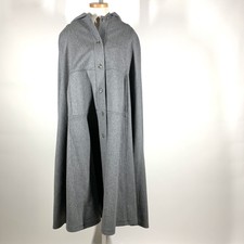 Vintage 80s Mansfield Cache D’or Grey Wool Long Cape W/ Hood, Sz L