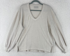 Urban Outfitters Sweater Womens Size XS Ivory Oversized V-Neck Long Sleeve Knit