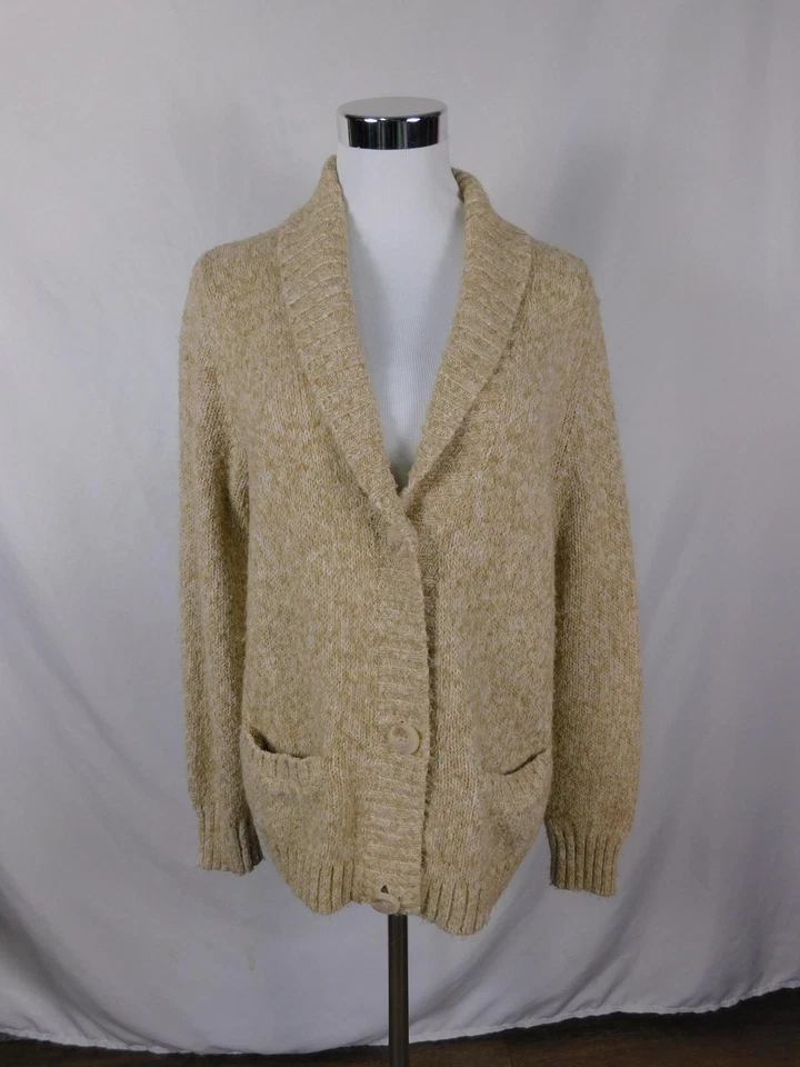 Eddie Bauer Oatmeal Shawl Cardigan XL - Cottagecore Knit - Excellent - Image 2 of 4