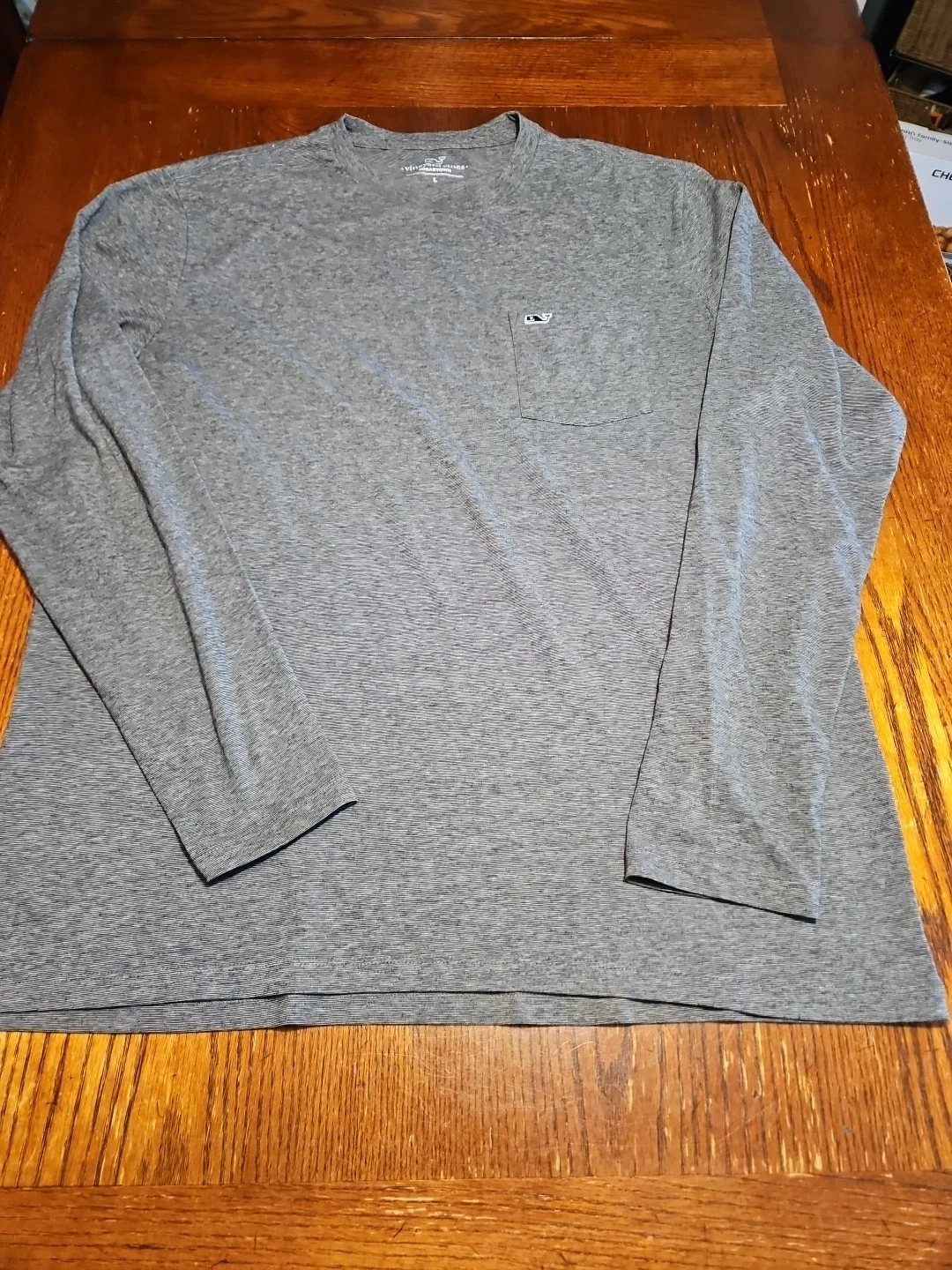Vineyard Vines Edgartown Pullover Long Sleeve Tee Large Gray Henley (A755)