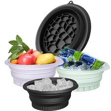 Face Bowl for Ice Large | Quick Cooling Built-in Icetray Foldable Wash Basin