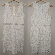 TOBI Dress Sleeveless Vneck Cream White Embroidered Lace Overlay Short M